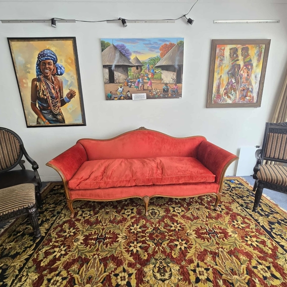 Elegant Red Velvet Sofa - Picture 2 of 3